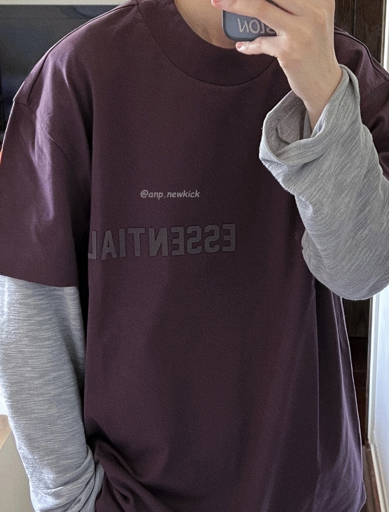 Fear Of God Essentials Fog Logo Letter Short Sleeve T Shirt Plum Purple (18) - www.newkick.vip